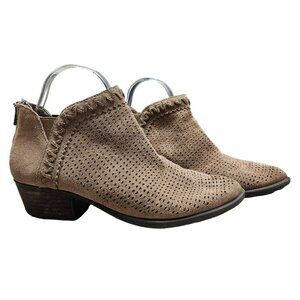 Earth Brand Womens Perforated Ankle Boots Size 9 Brown Suede Back‎ Zipper